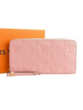 Louis Vuitton Monogram Empreinte Leather Zippy Long Wallet Rose Poudre Pink